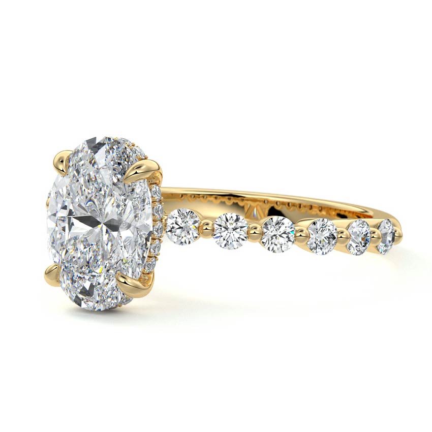 2.50 Carats Lab Grown Diamond Oval Shape E-VS1 Hidden Halo & Pave Engagement Ring