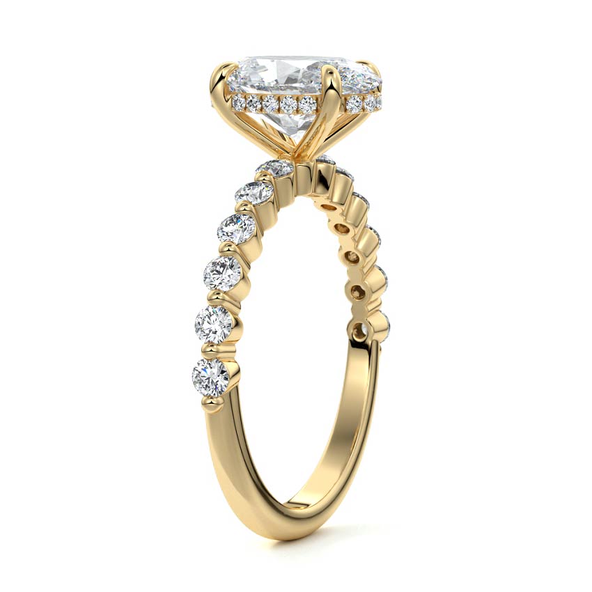 2.50 Carats Lab Grown Diamond Oval Shape E-VS1 Hidden Halo & Pave Engagement Ring