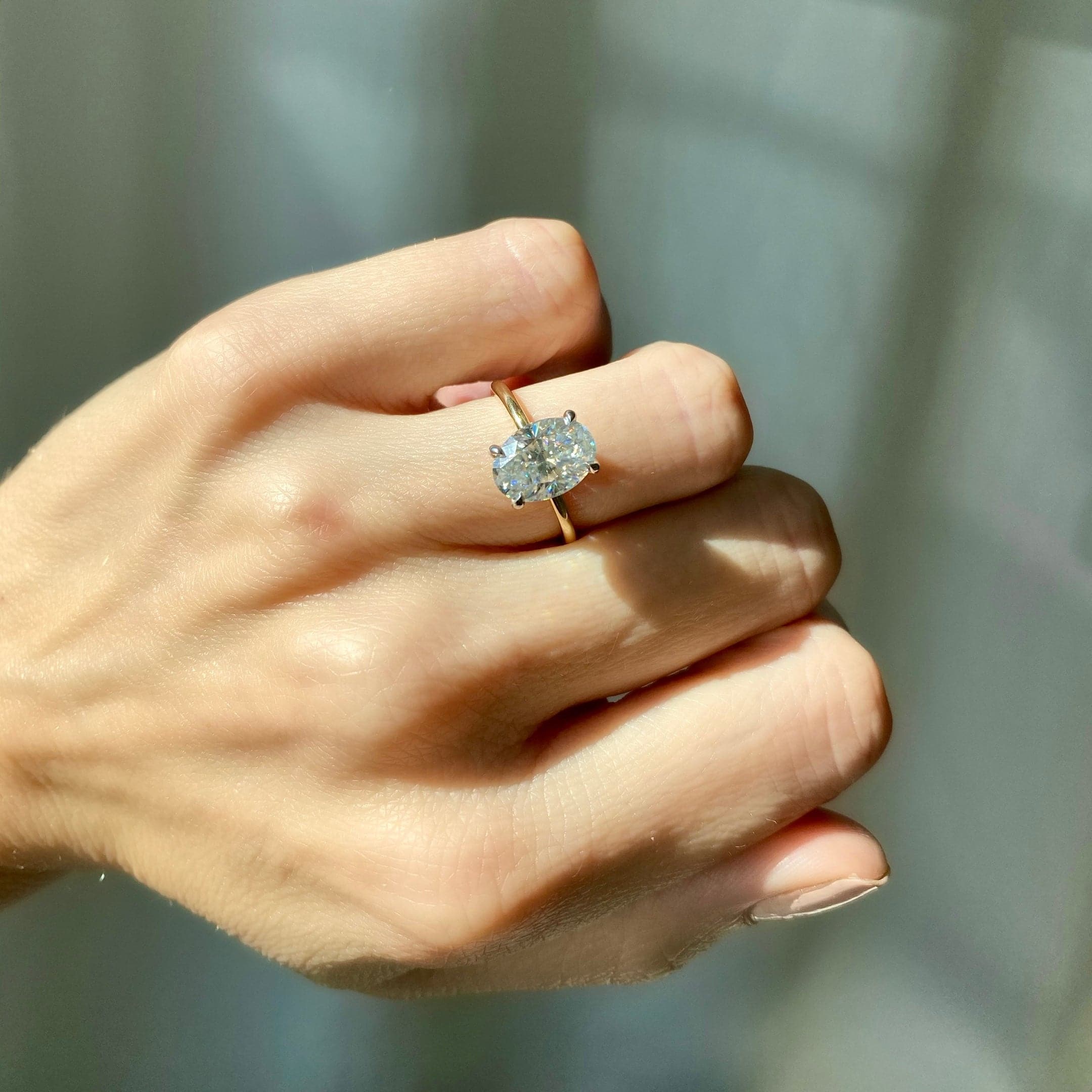 3.0 Carats Oval Shape Moissanite Solitaire Engagement Ring