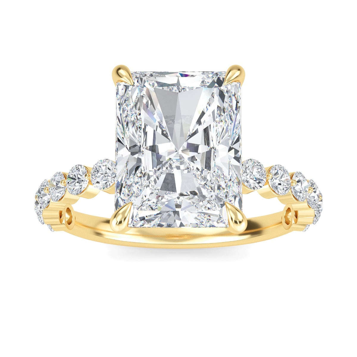 3.0 Carats Radiant Shape Moissanite Pave Engagement Ring