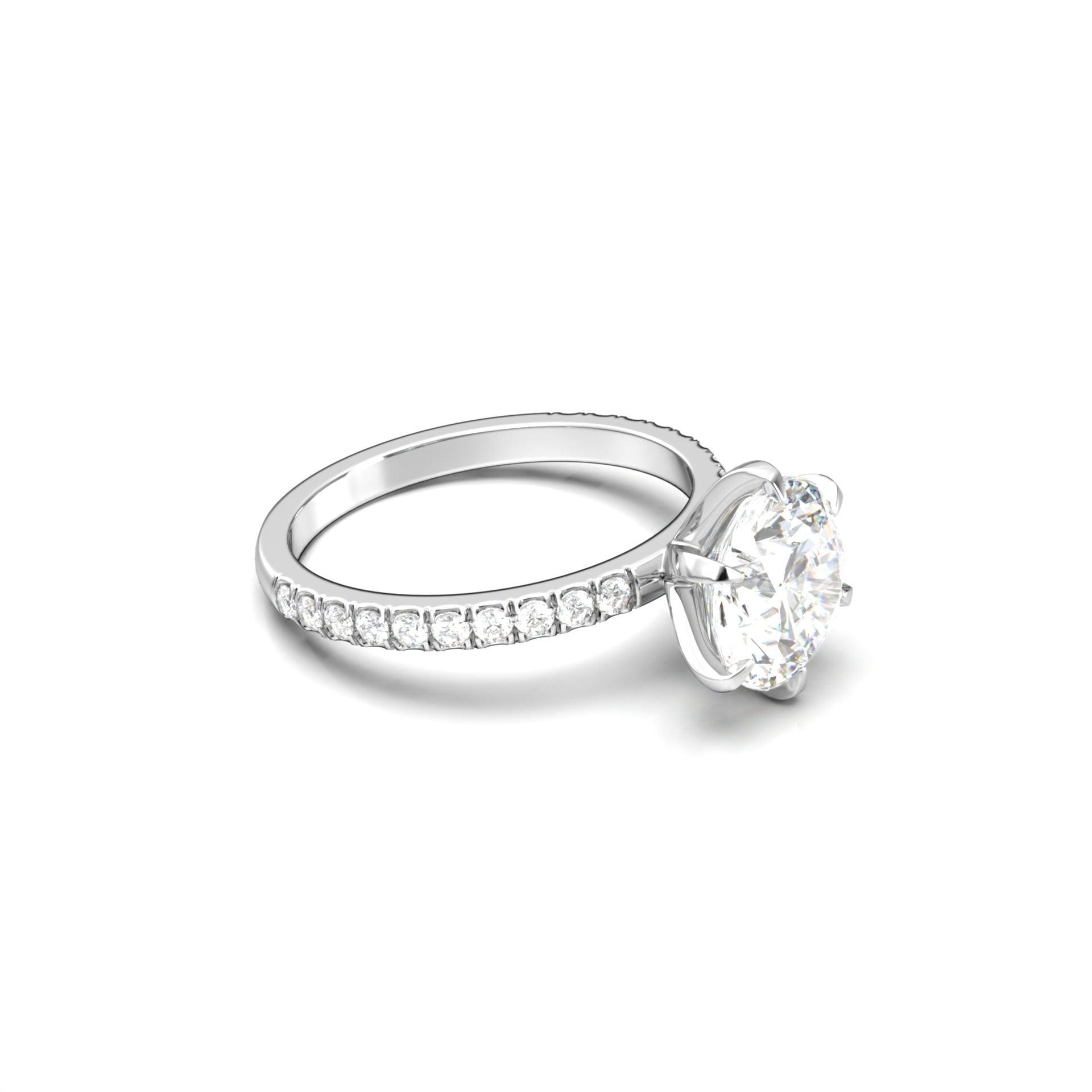 1.50 Carats Round Shape Moissanite Pave Engagement Ring