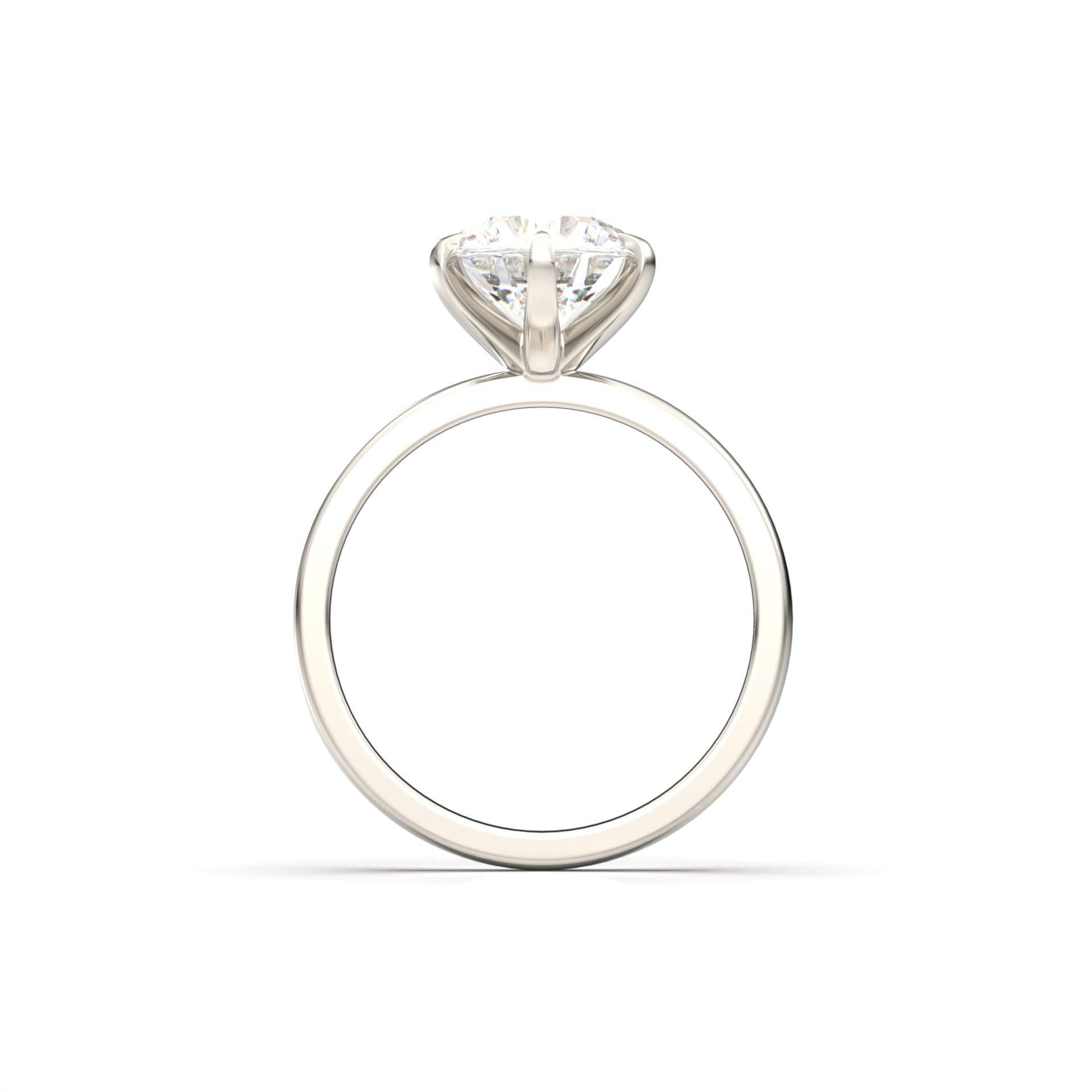 3.0 Carats Round Shape Moissanite Solitaire Engagement Ring