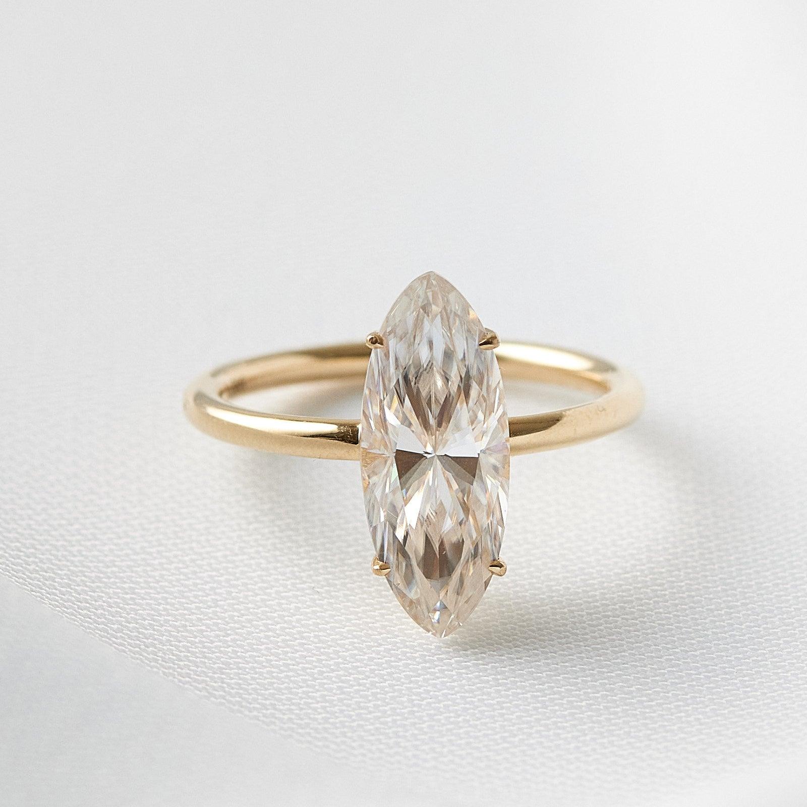 2.50 Carats Marquise Shape Moissanite Solitaire Engagement Ring