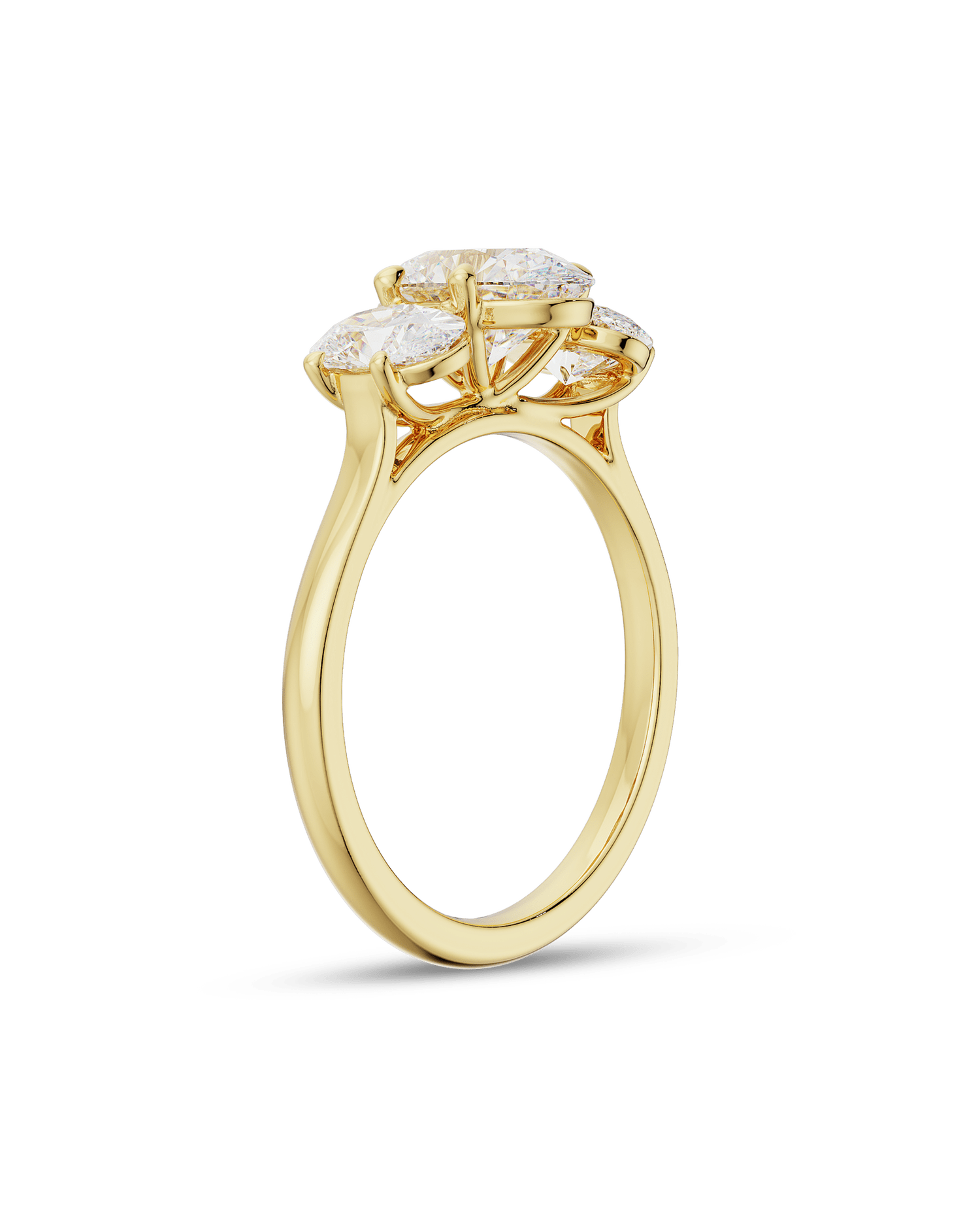 1.30 Carats Oval Shape Moissanite Three Stone Engagement Ring