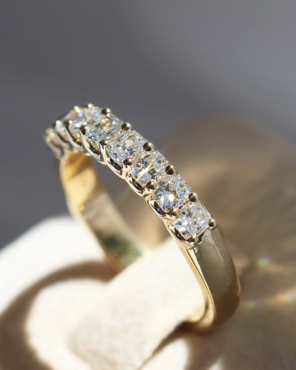 3 Carats Moissanite Radiant Shape U Shaped Wedding Band