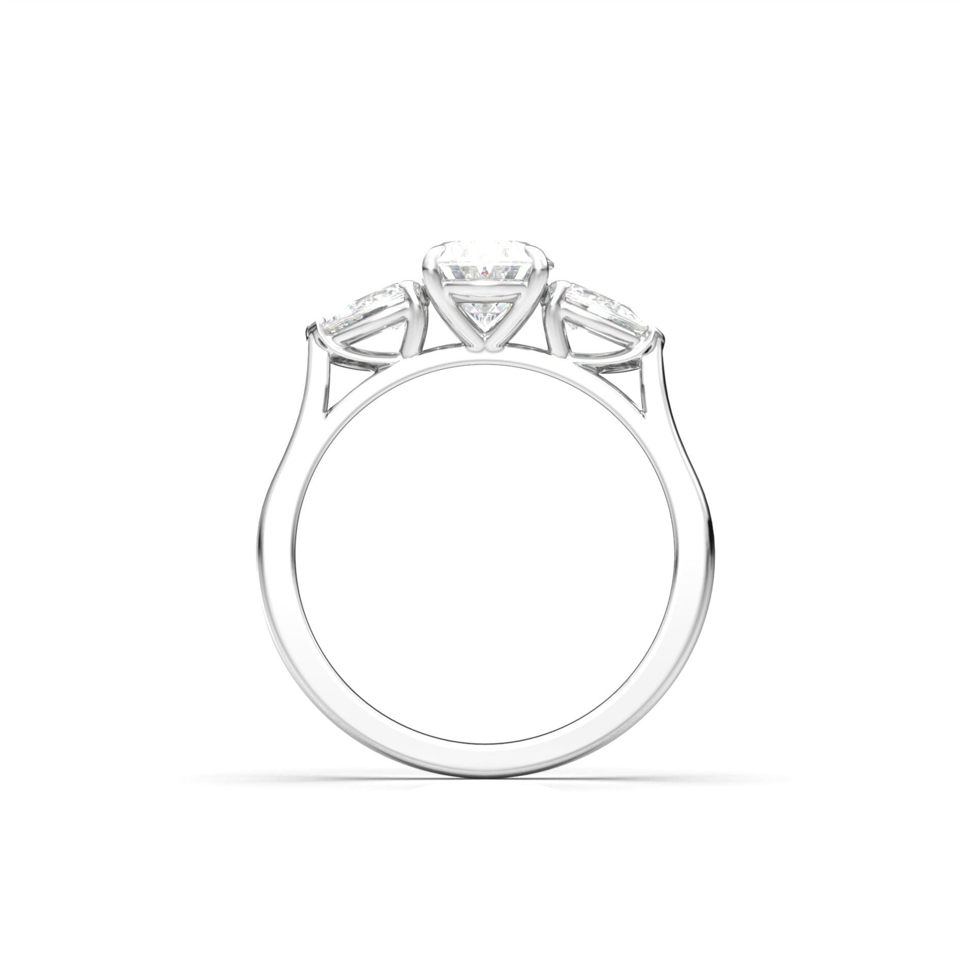 1.50 Carats Oval Shape Moissanite Three Stone Engagement Ring