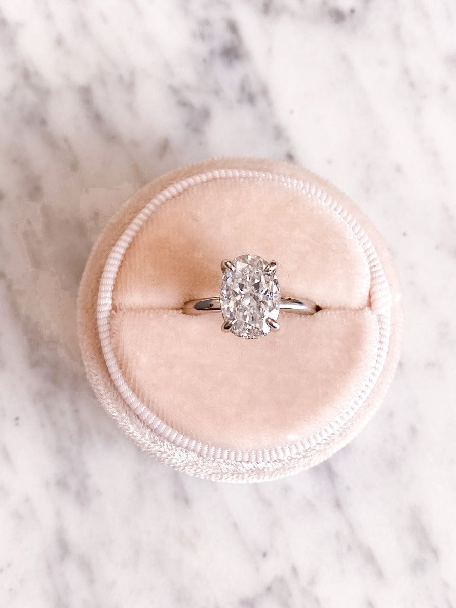 3.20 Carats Oval Shape Moissanite Hidden Halo Engagement Ring