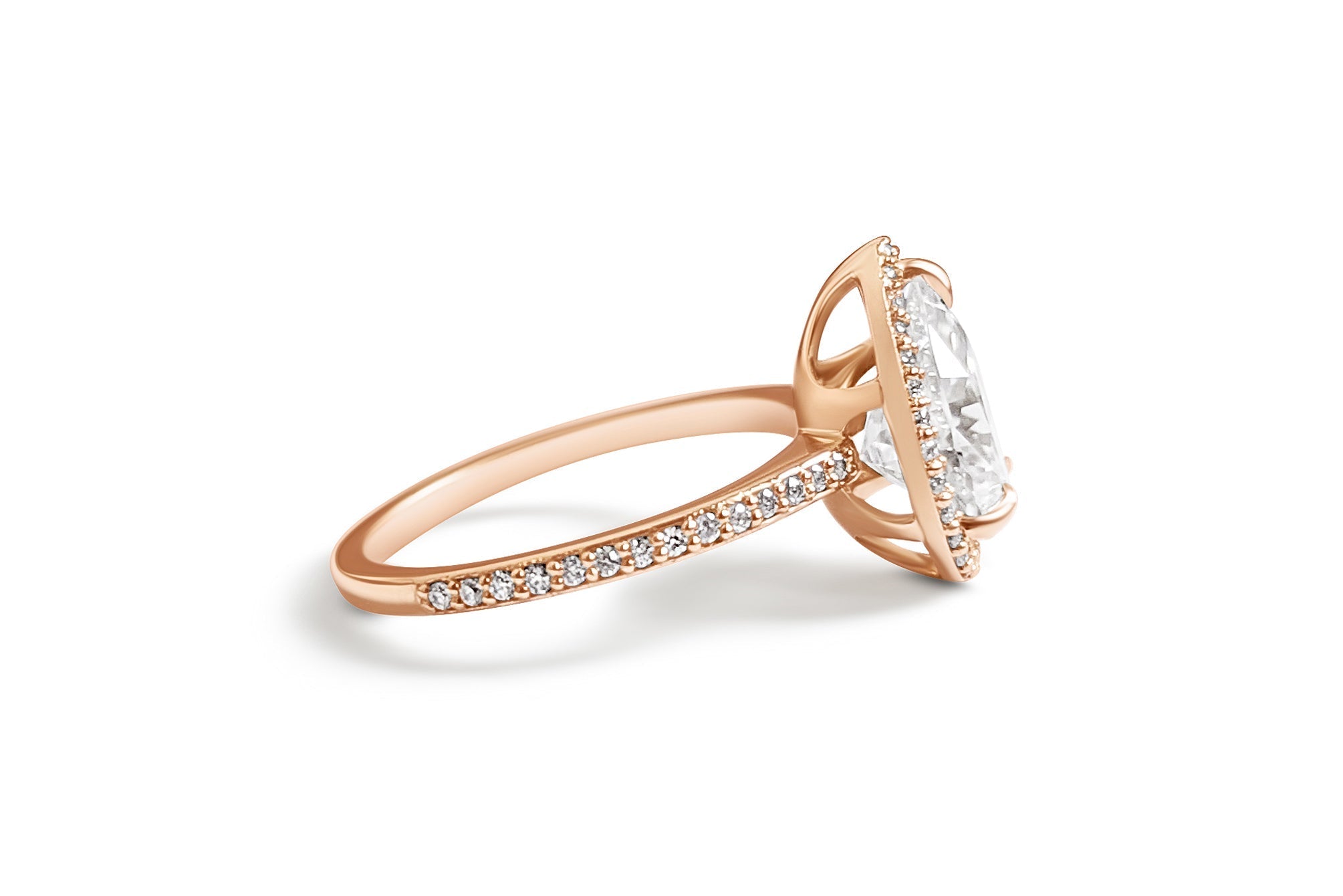 2.10 Carats Pear Shape Moissanite Halo & Pave Engagement Ring