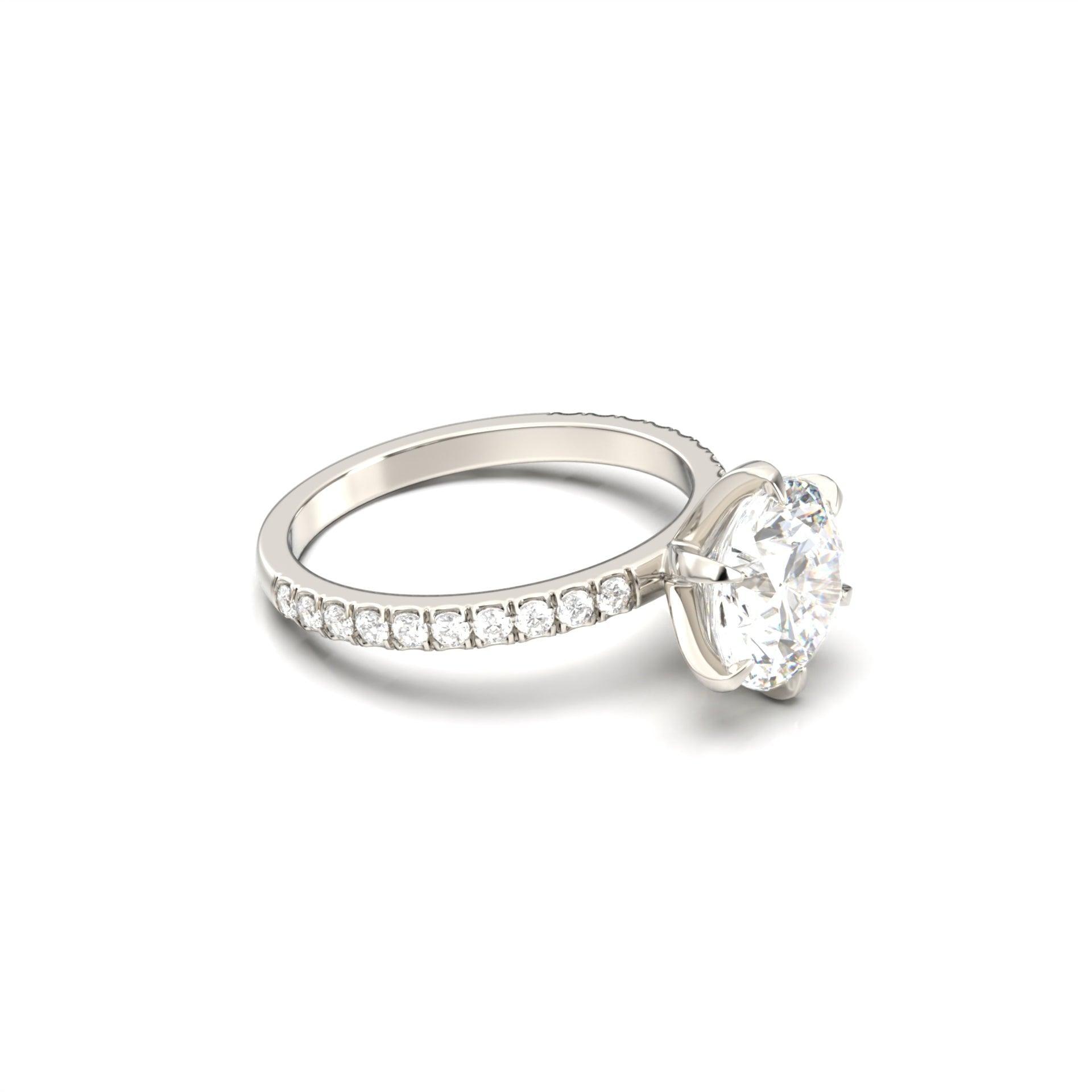 1.50 Carats Round Shape Moissanite Pave Engagement Ring
