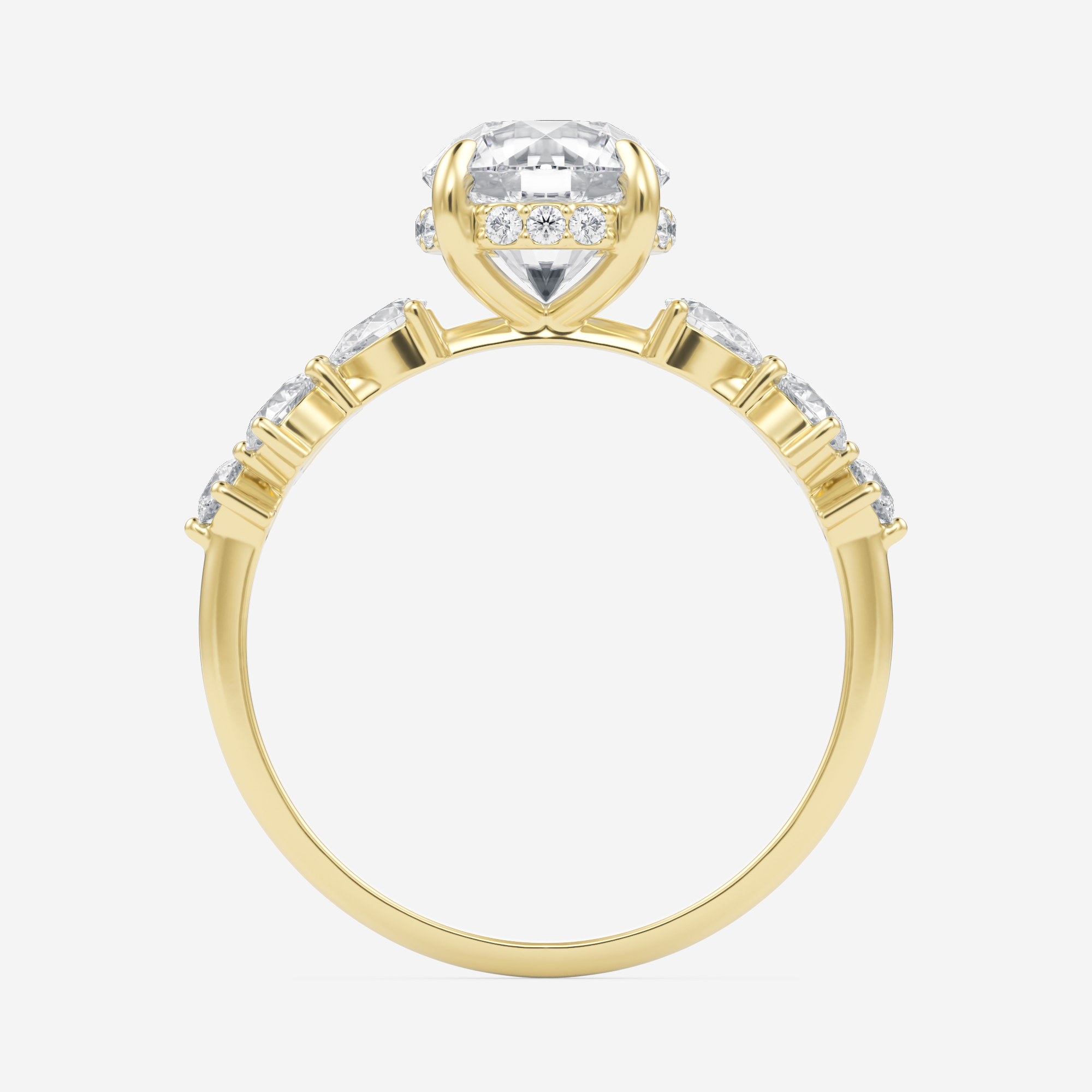 1.0 Carats Round Shape Moissanite Hidden Halo Engagement Ring