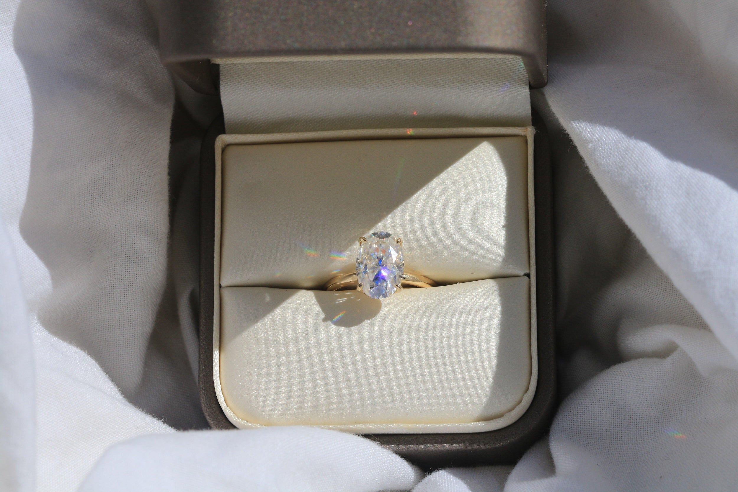1.0 Carats Oval Shape Moissanite Solitaire Engagement Ring