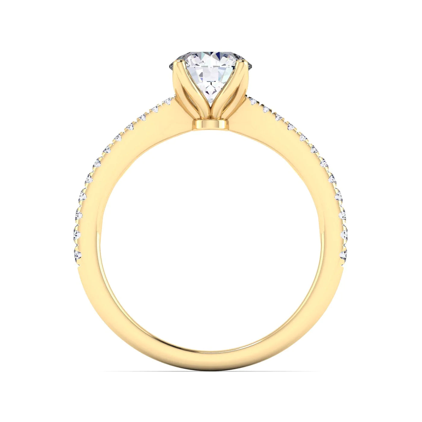0.96 Carats Round Shape Moissanite Pave Engagement Ring