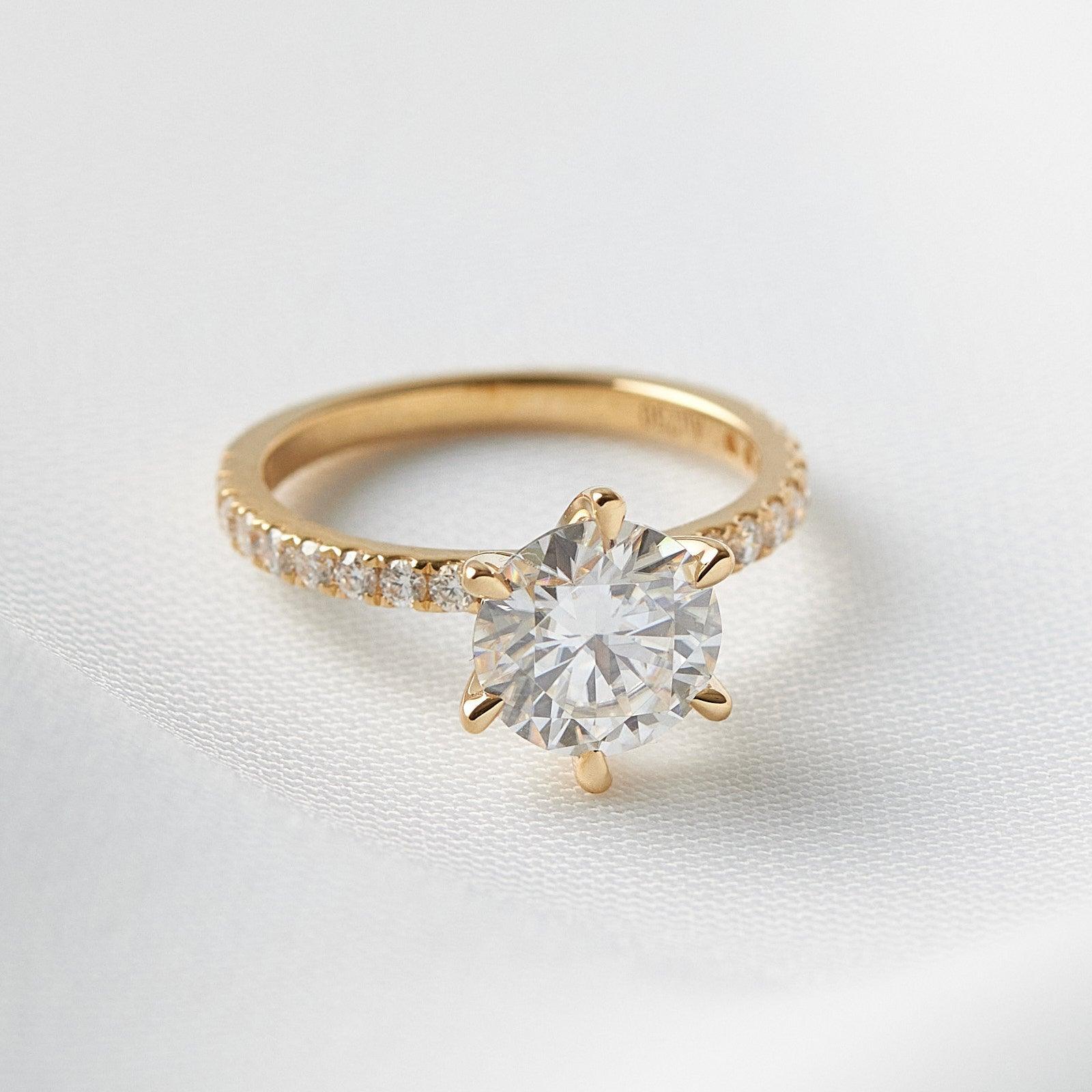 1.50 Carats Round Shape Moissanite Pave Engagement Ring