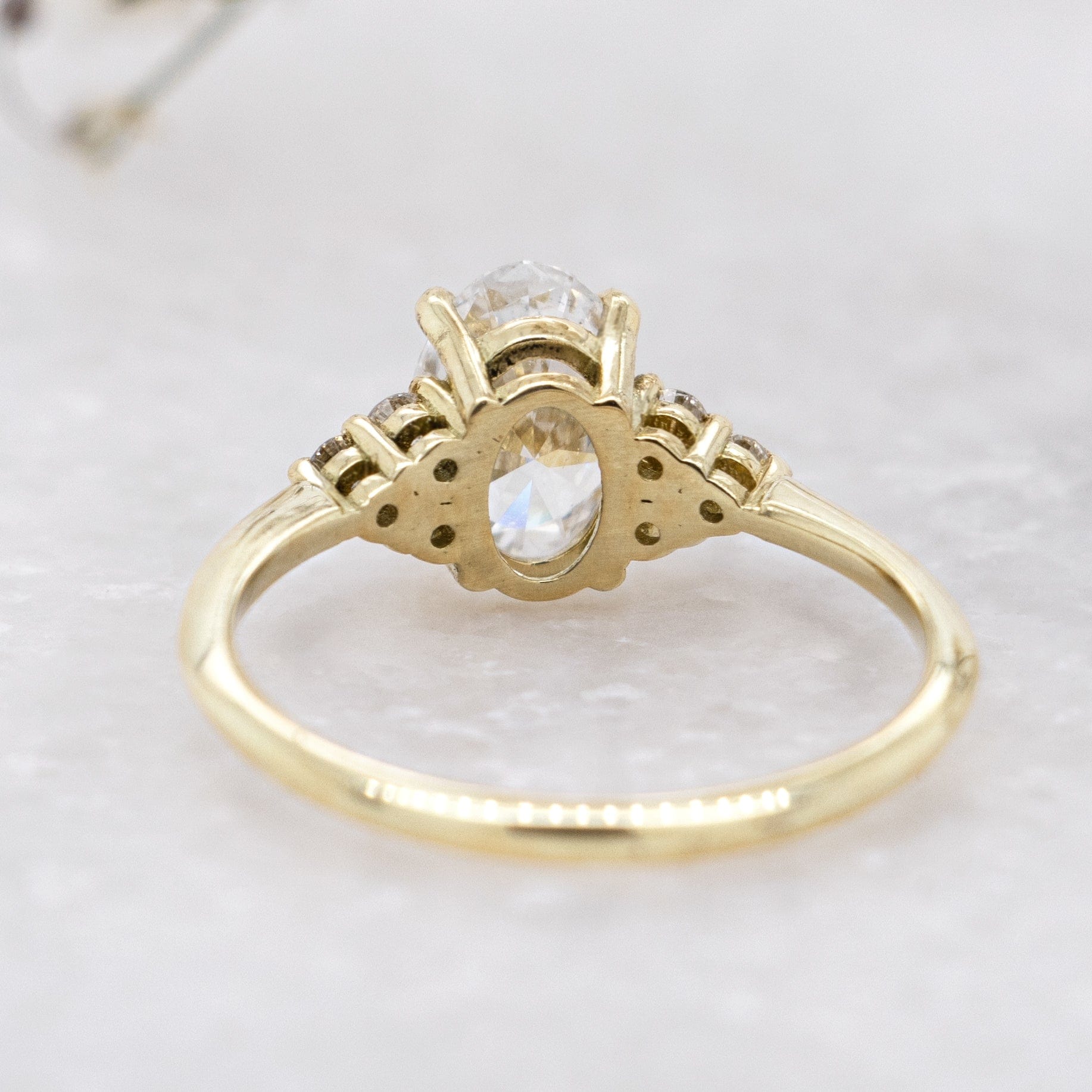 1.0 Carats Oval Shape Moissanite Cluster Engagement Ring