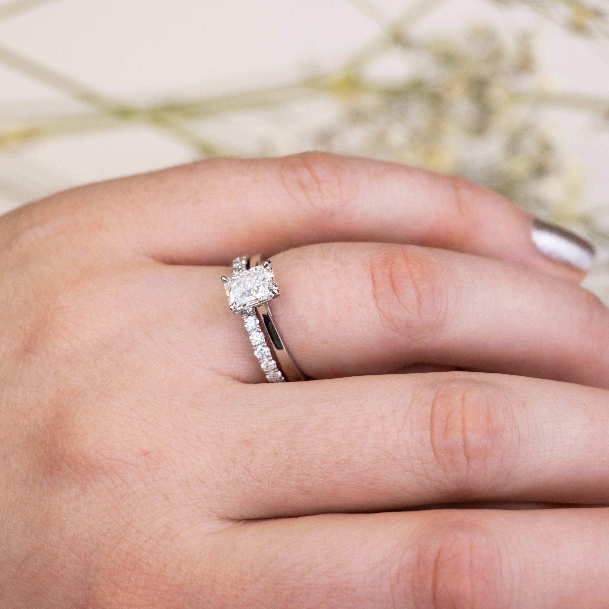 1.01 Carats Radiant Shape Moissanite Solitaire Engagement Ring