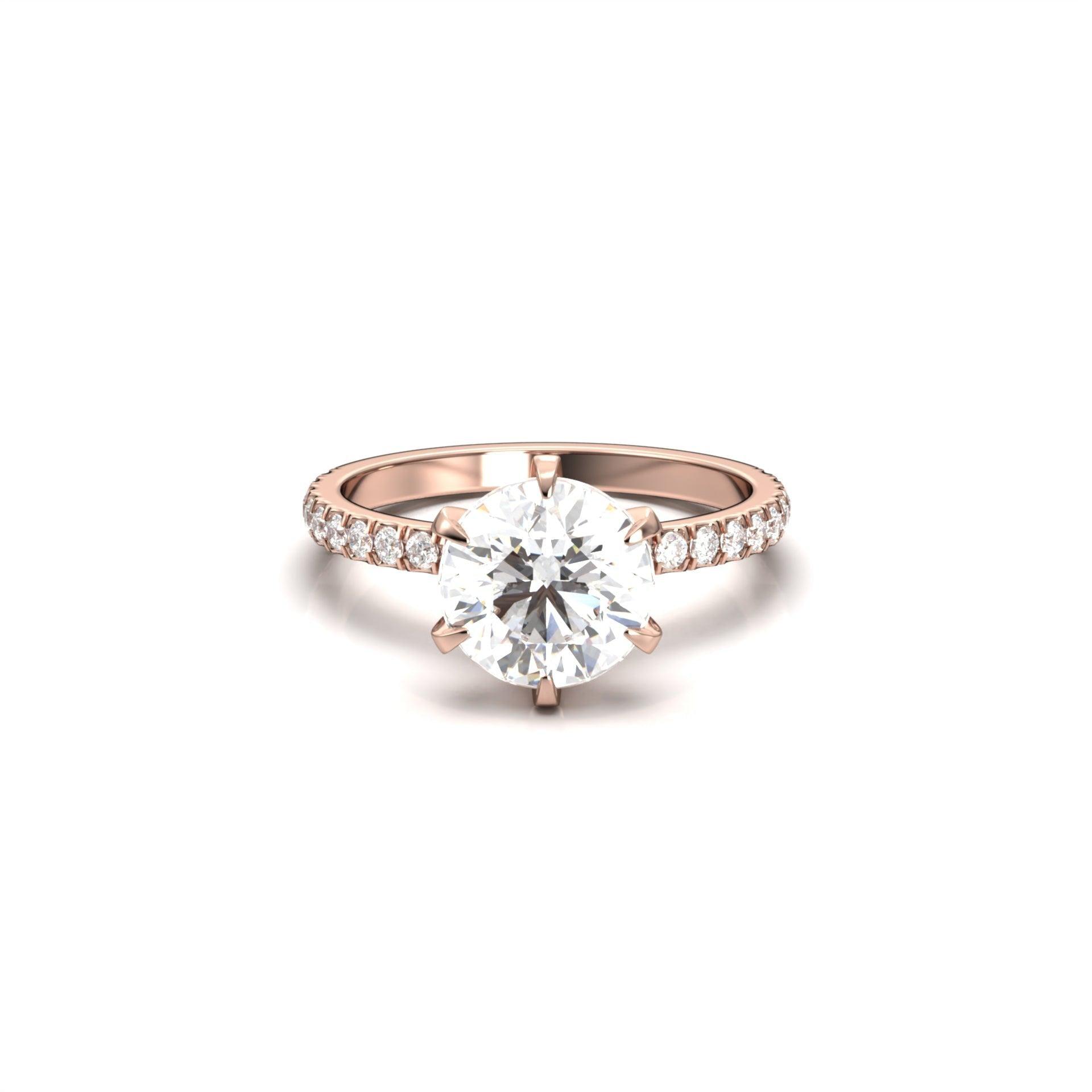 1.50 Carats Round Shape Moissanite Pave Engagement Ring
