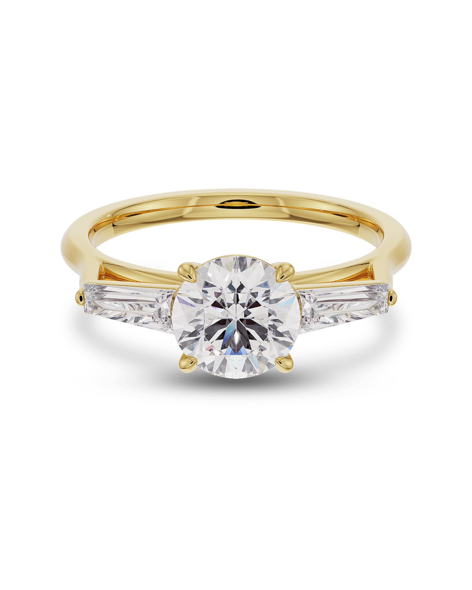 1.0 Carats Round Shape Moissanite Three Stone Engagement Ring
