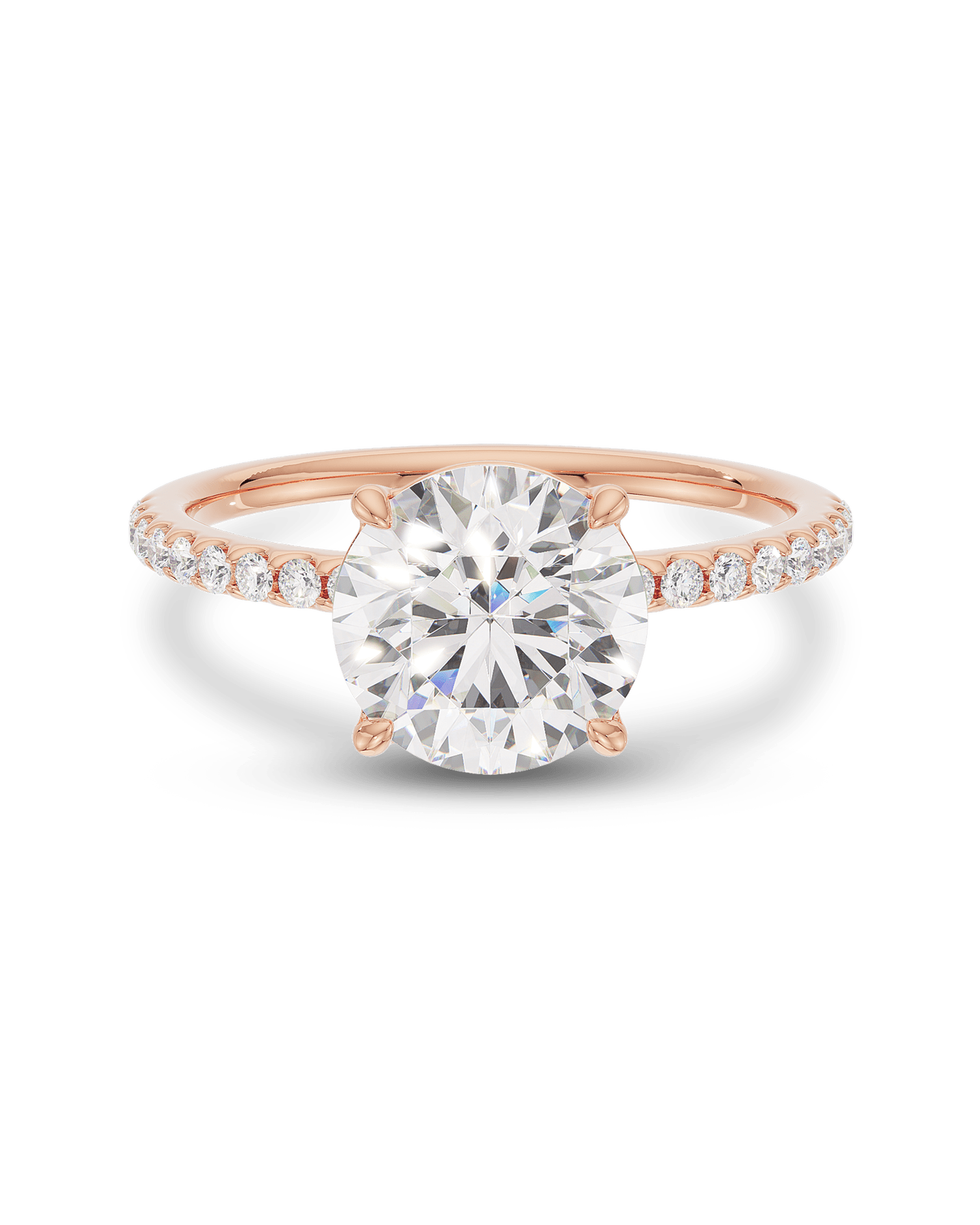 2.0 Carats Round Shape Moissanite Pave Engagement Ring