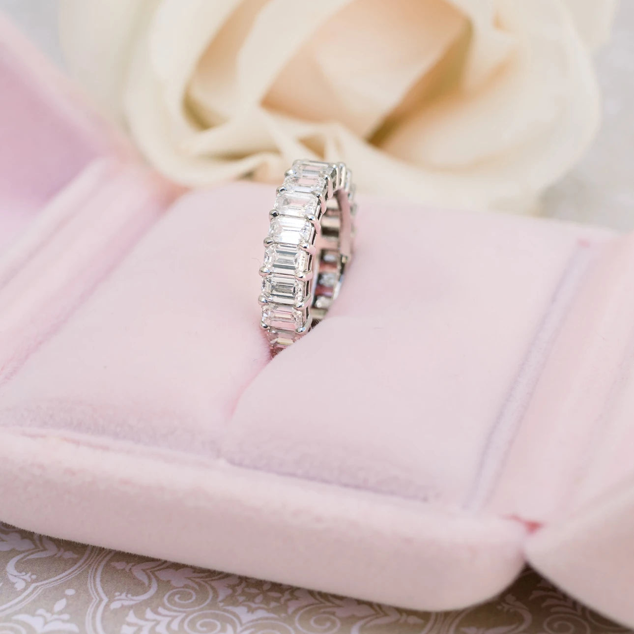 5.0 Carats Lab Grown Diamond Emerald Shape Full Eternity Wedding Band