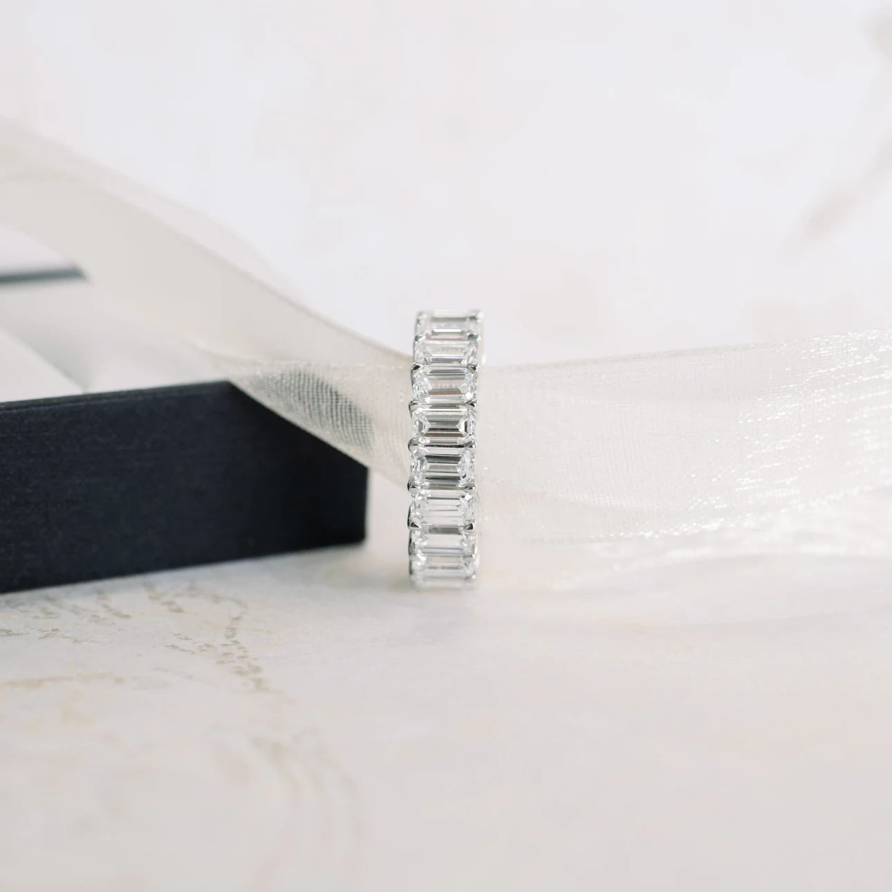 5.0 Carats Lab Grown Diamond Emerald Shape Full Eternity Wedding Band