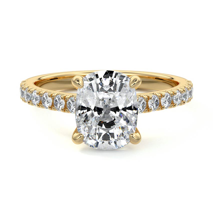1.0 Carats Lab Grown Diamond Cushion Shape F-VS1 Pave Engagement Ring