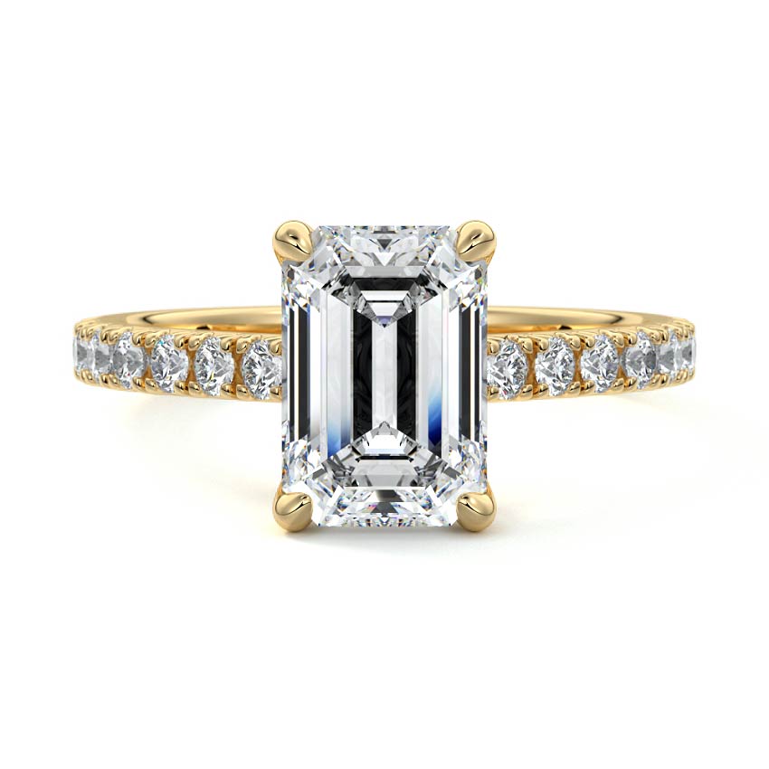 2.50 Carats Lab Grown Diamond Emerald Shape E-VS1 Pave Setting Engagement Ring
