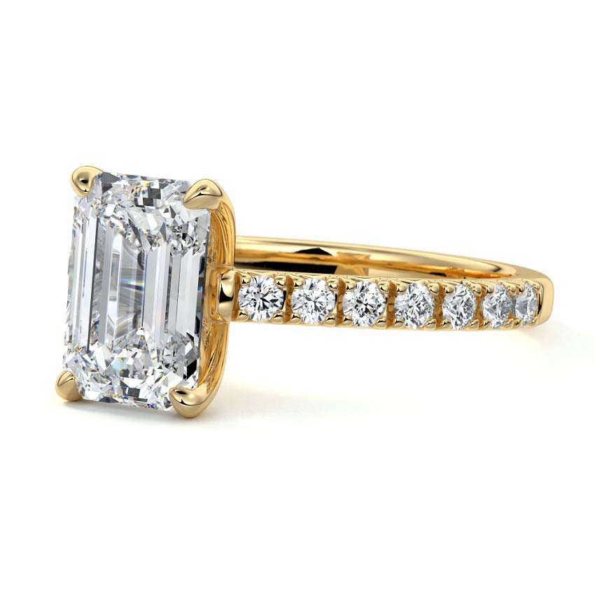 2.50 Carats Lab Grown Diamond Emerald Shape E-VS1 Pave Setting Engagement Ring