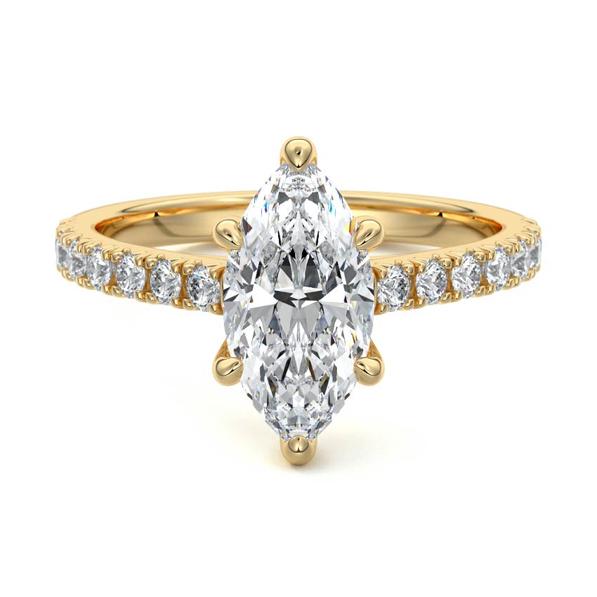 3.0 Carats Lab Grown Diamond Marquise Shape E-VS1 Pave Engagement Ring