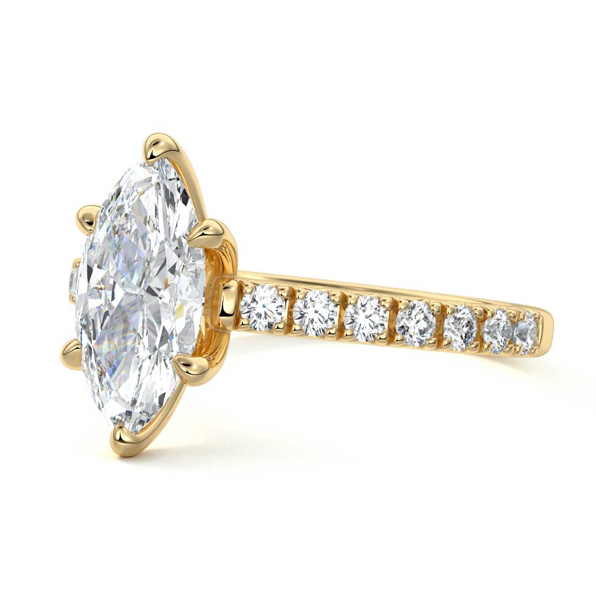 3.0 Carats Lab Grown Diamond Marquise Shape E-VS1 Pave Engagement Ring