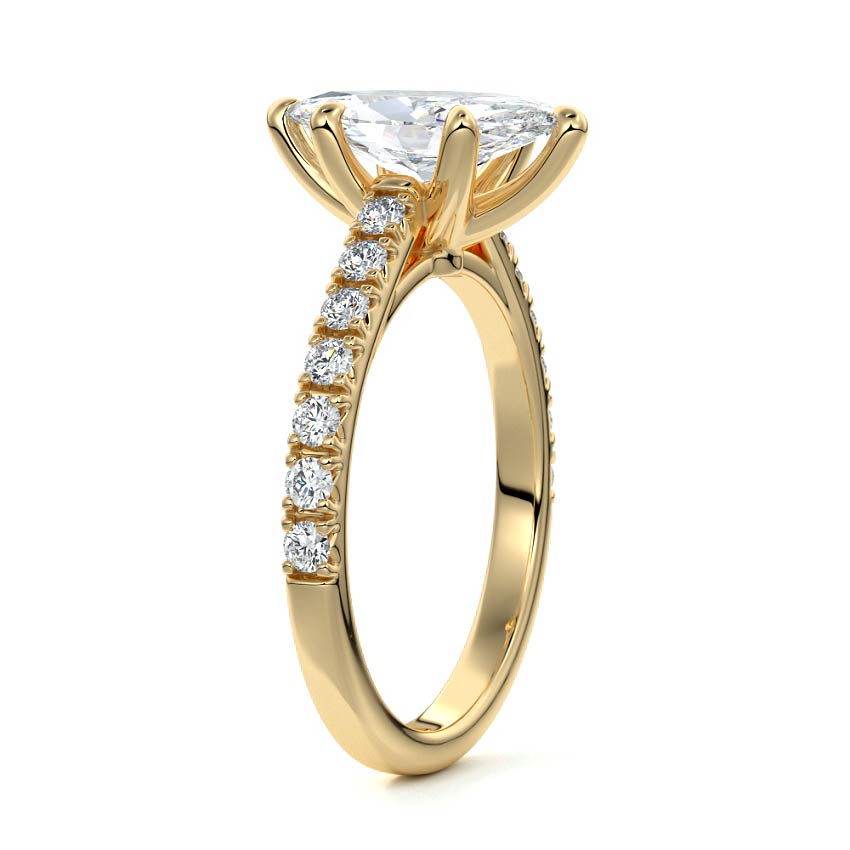 3.0 Carats Lab Grown Diamond Marquise Shape E-VS1 Pave Engagement Ring