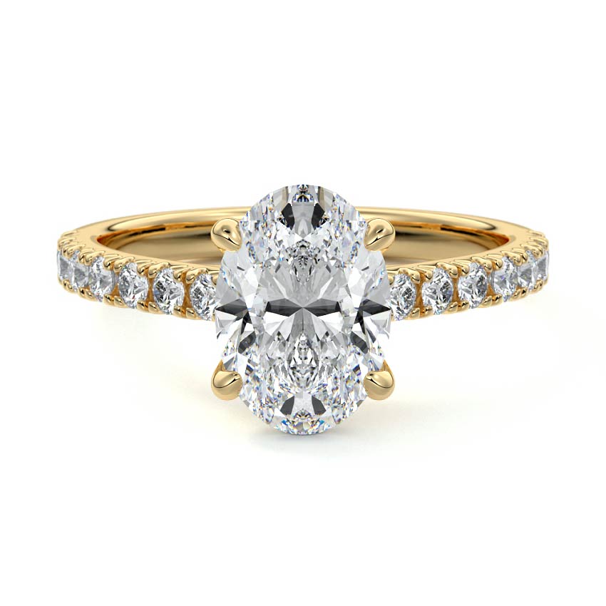 2.50 Carats Lab Grown Diamond Oval Shape F-VS1 Pave Engagement Ring