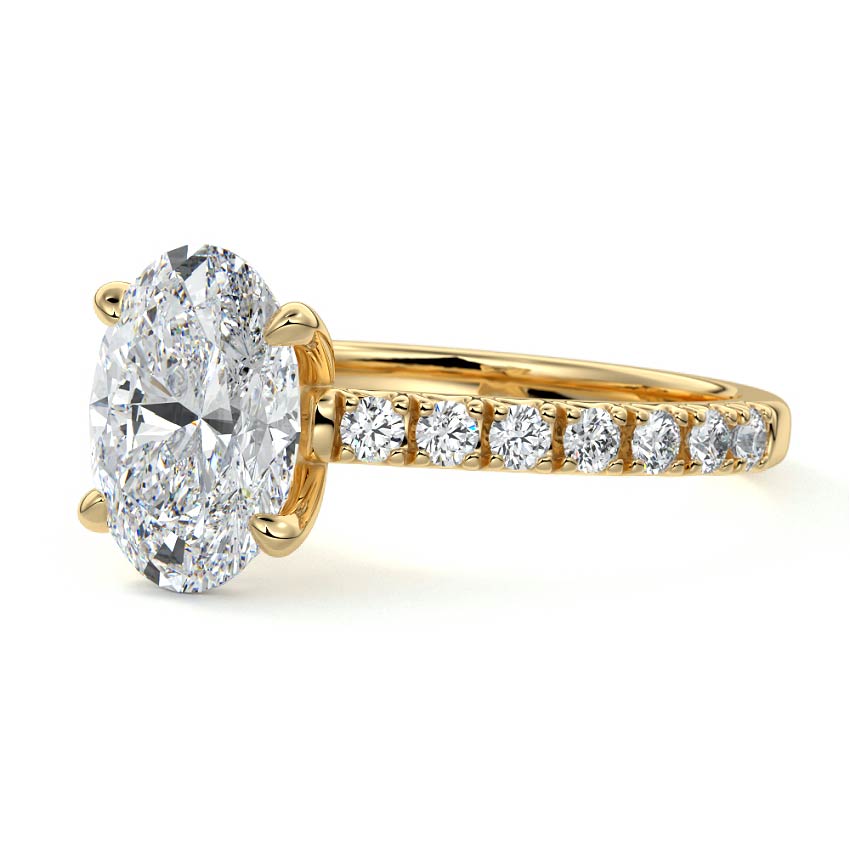 2.50 Carats Lab Grown Diamond Oval Shape F-VS1 Pave Engagement Ring