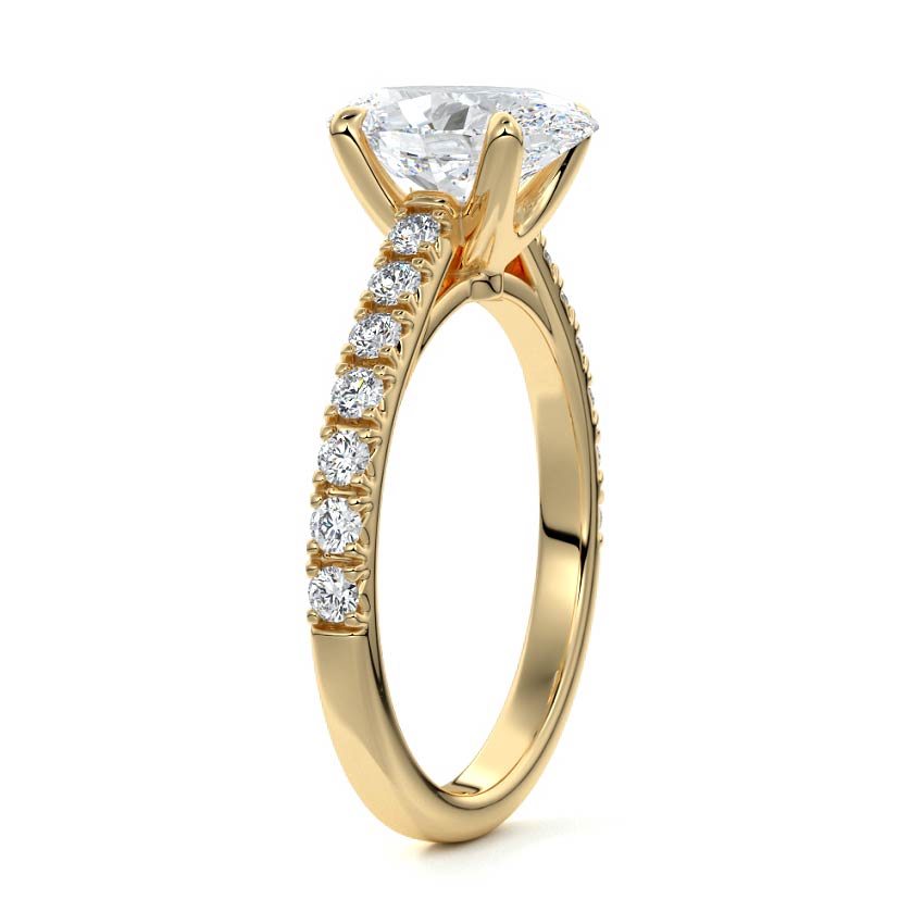 2.50 Carats Lab Grown Diamond Oval Shape F-VS1 Pave Engagement Ring