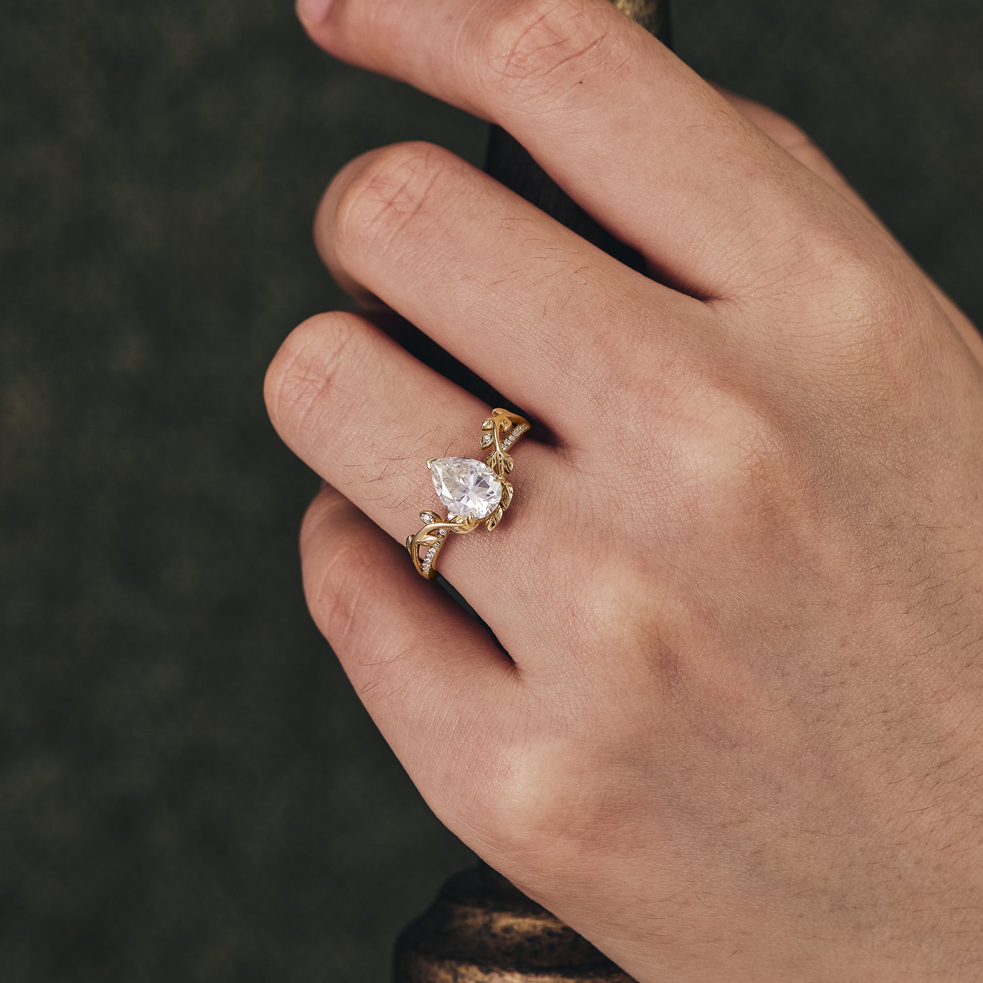 1.25 Carat Lab Grown Diamond Pear Shape E-VS1 Vintage Engagement Ring