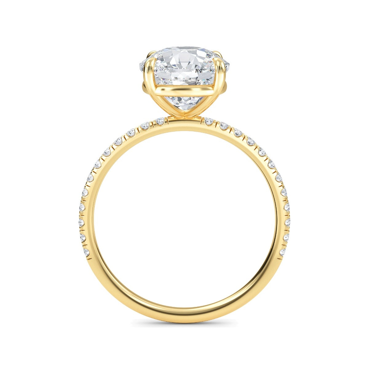 3.0 Carats Cushion Shape Moissanite pave Engagement Ring