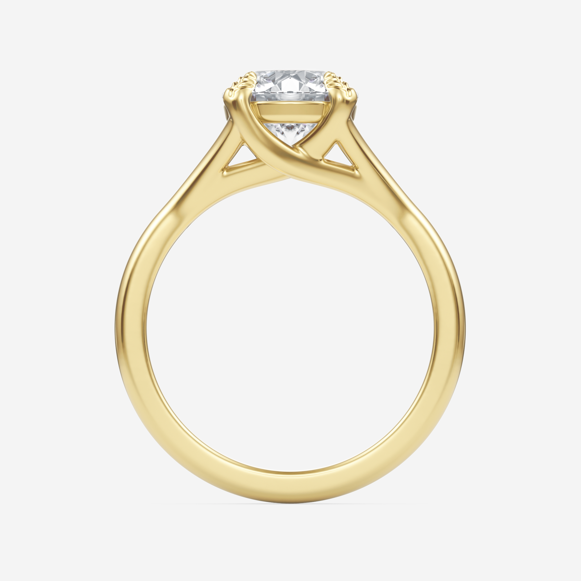 1.50 Carats Round Shape Moissanite Solitaire Split Shank Engagement Ring