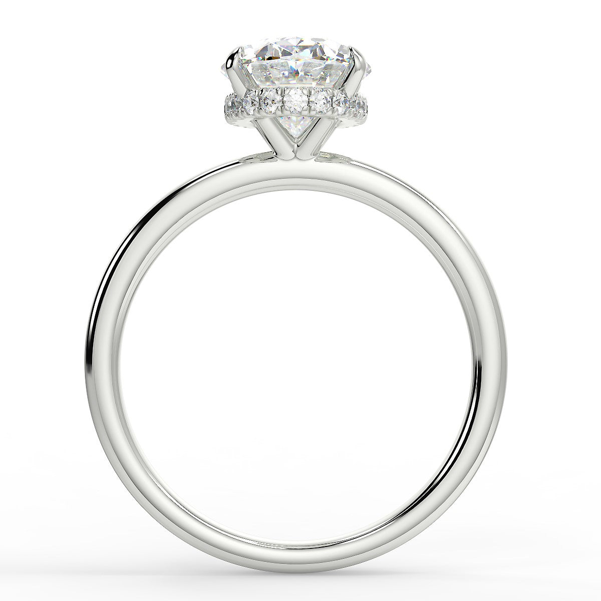2.50 Carats Oval Shape Moissanite Hidden Halo Engagement Ring