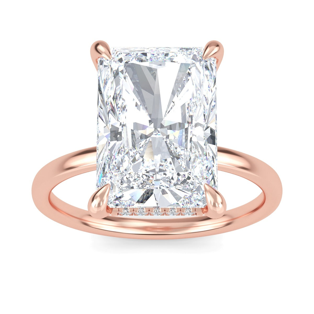 3.0 Carats Radiant Shape Moissanite Hidden Halo Engagement Ring