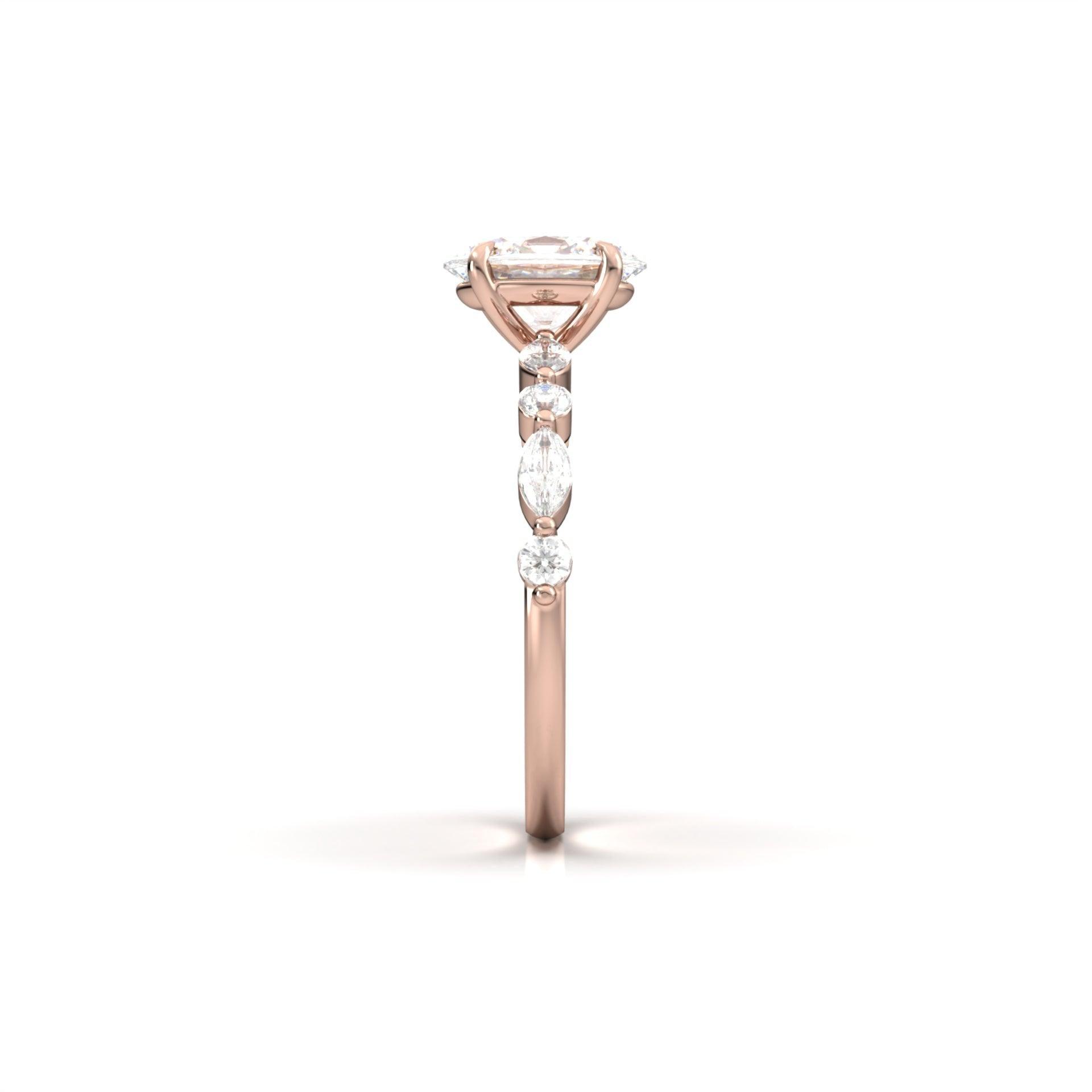 1.0 Carats Oval Shape Moissanite Pave Engagement Ring
