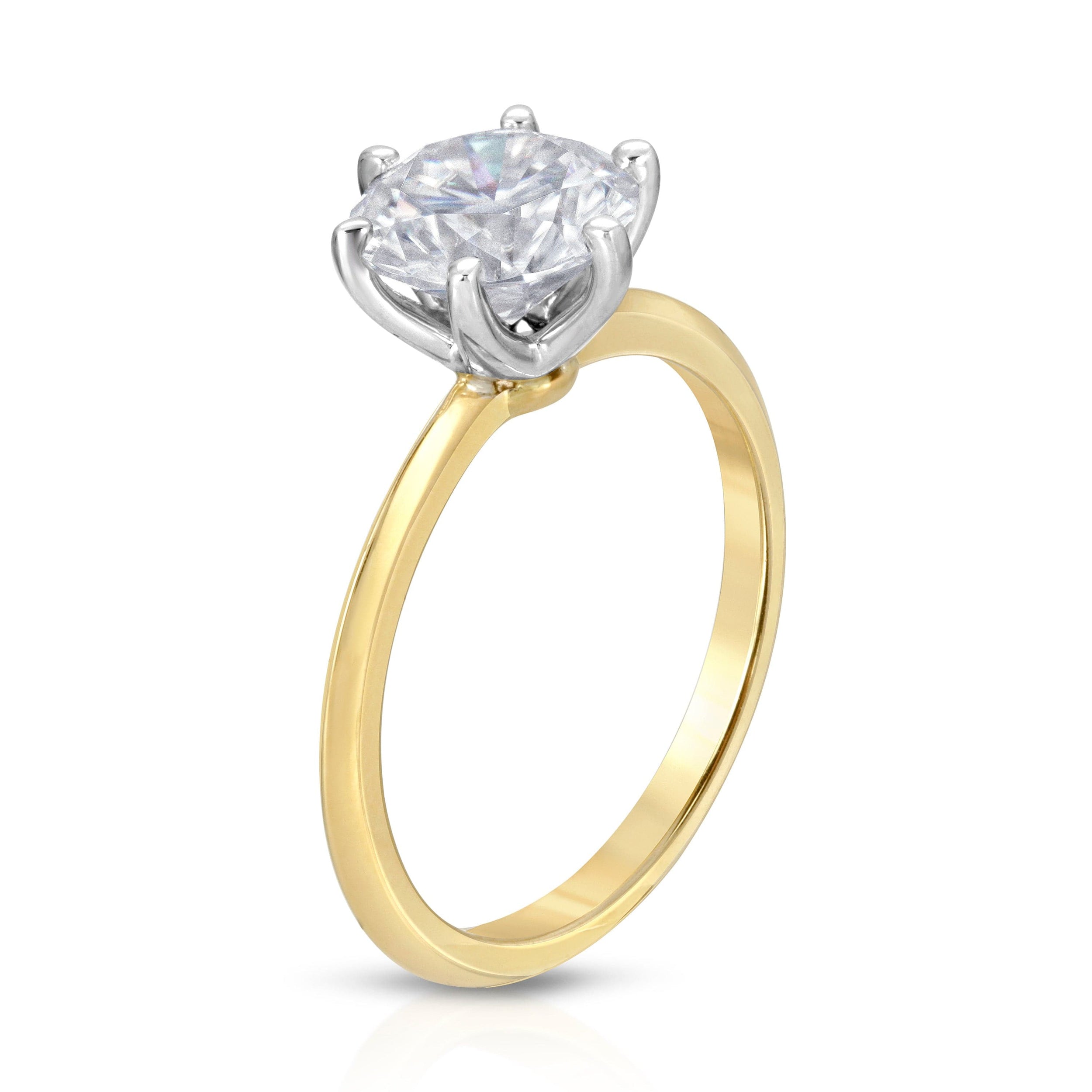 2.0 Carats Round Shape Moissanite Solitaire Engagement Ring