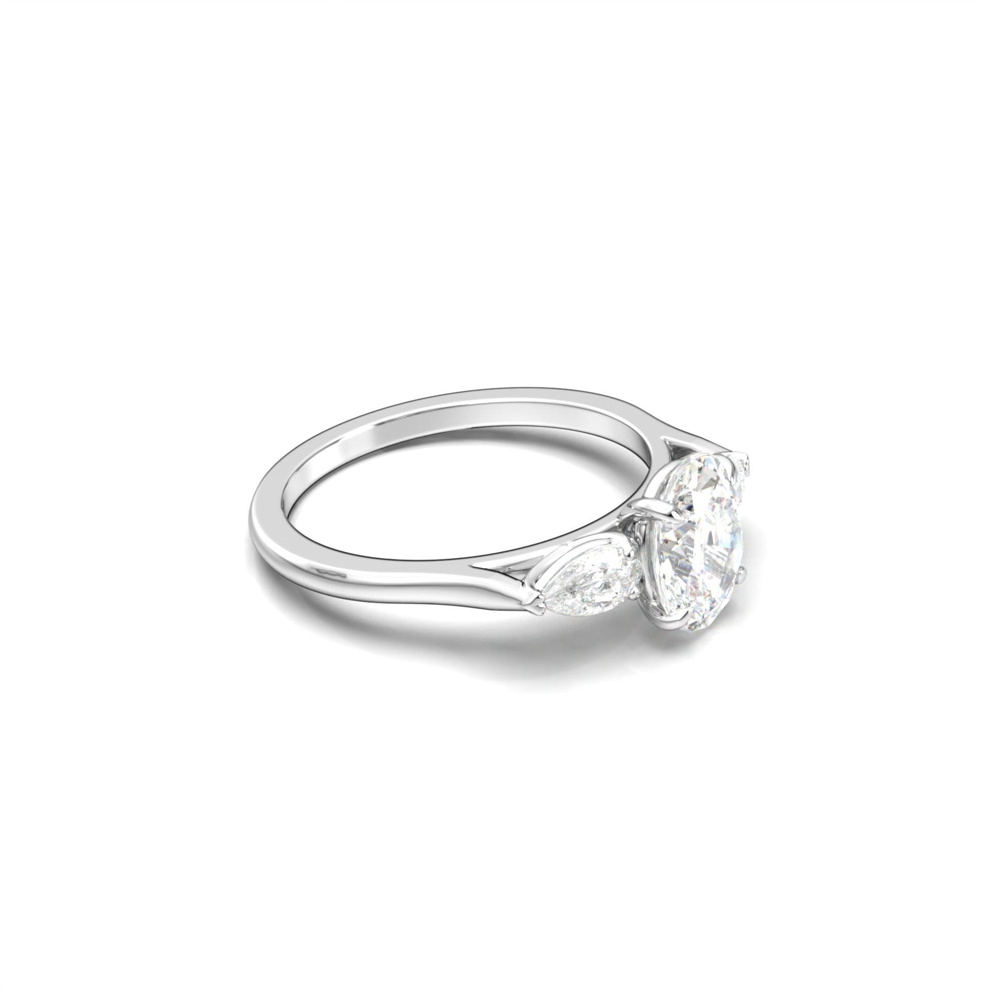 1.50 Carats Oval Shape Moissanite Three Stone Engagement Ring