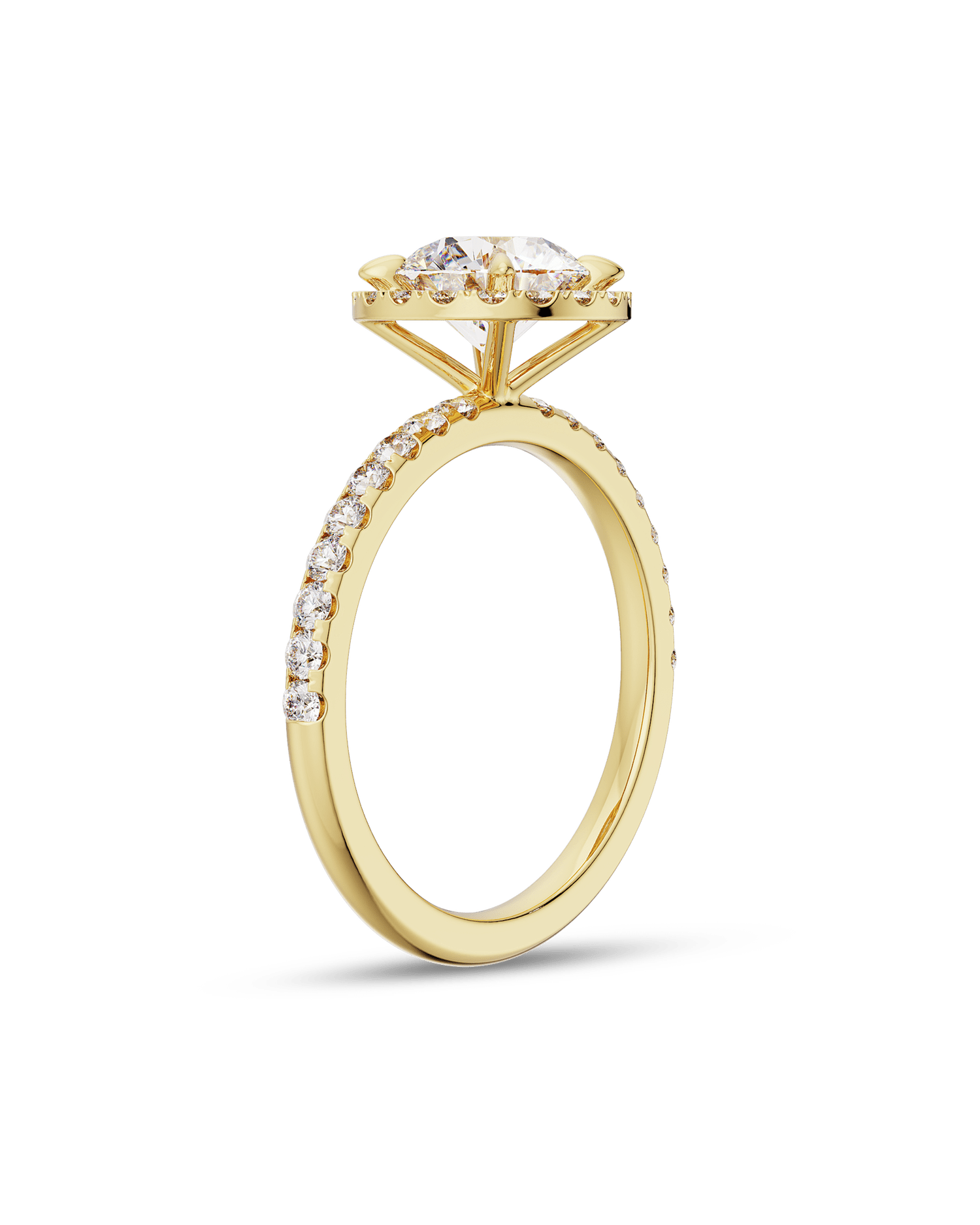 2.0 Carats Round Shape Moissanite Halo & Pave Engagement Ring
