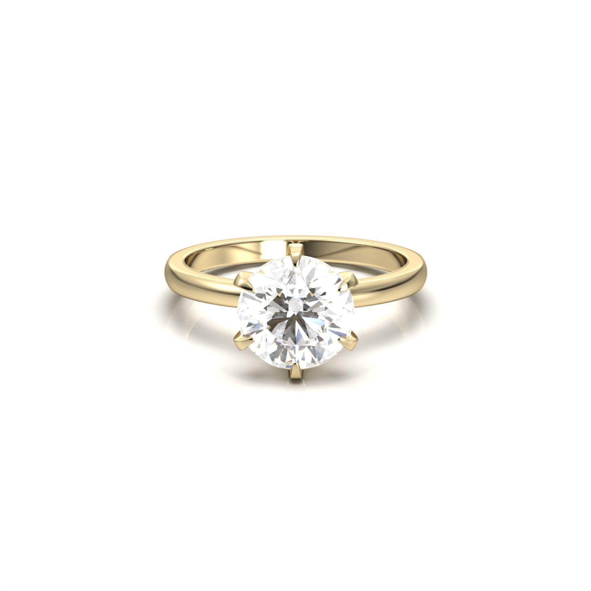 3.0 Carats Round Shape Moissanite Solitaire Engagement Ring