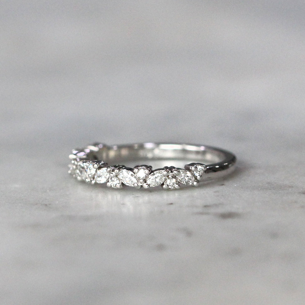 0.55 Carats Moissanite Round & Marquise Shape Vintage Stacking Eternity Wedding Band
