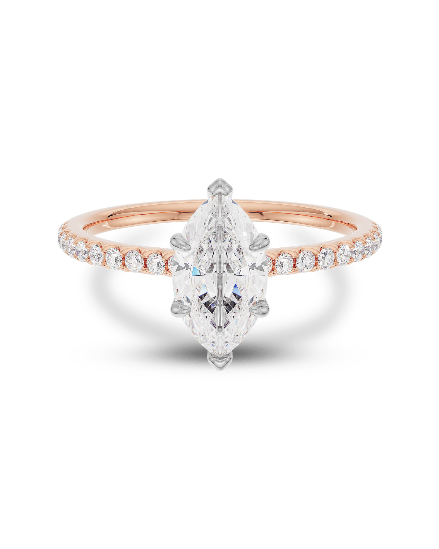 1.50 Carats Marquise Shape Moissanite Pave Engagement Ring