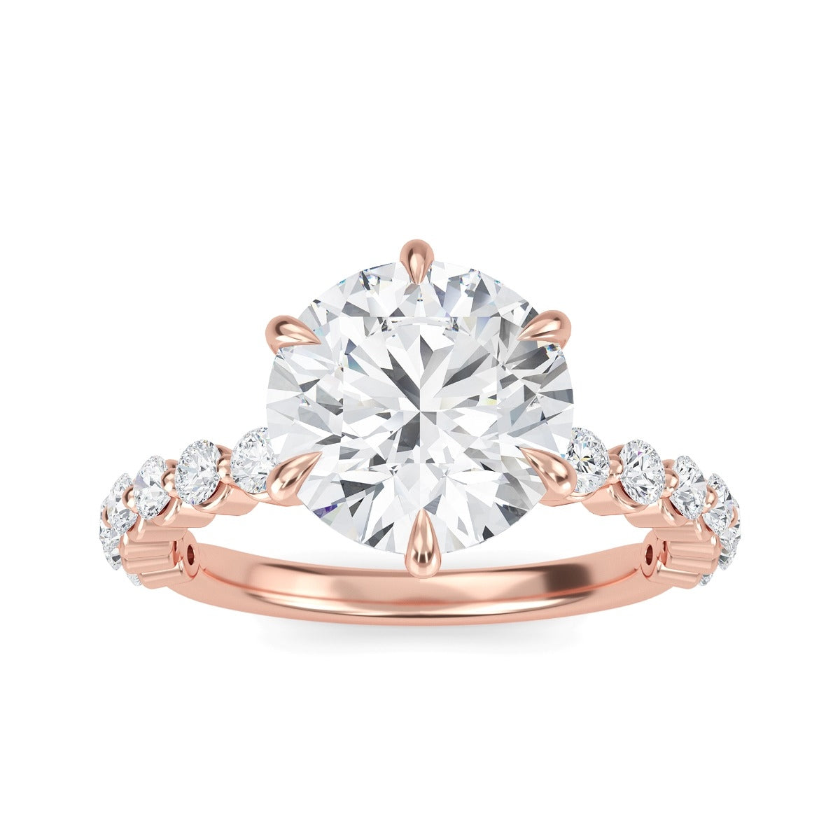 2.0 Carats Round Shape Moissanite Pave Engagement Ring