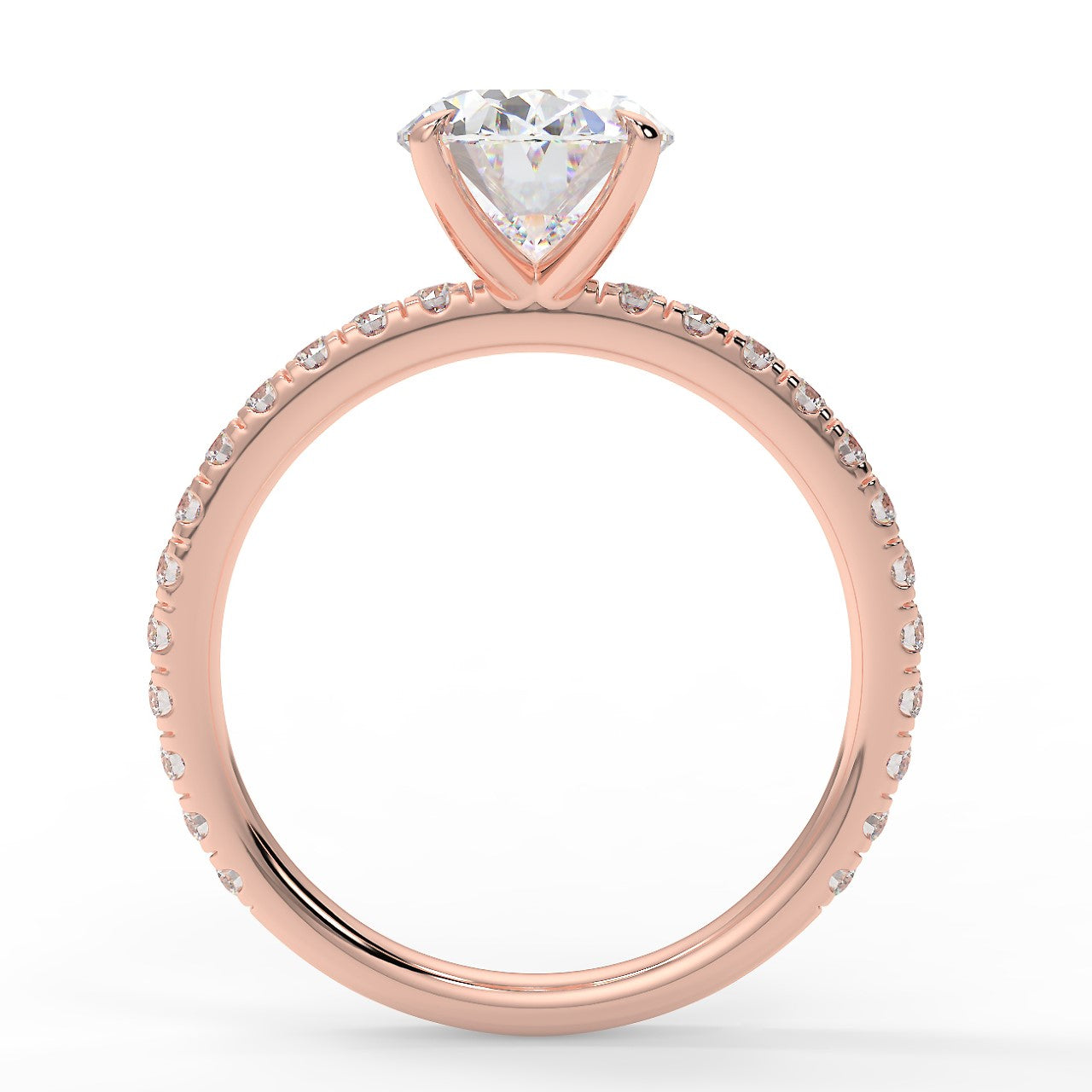 2.0 Carats Oval Shape Moissanite Pave Engagement Ring
