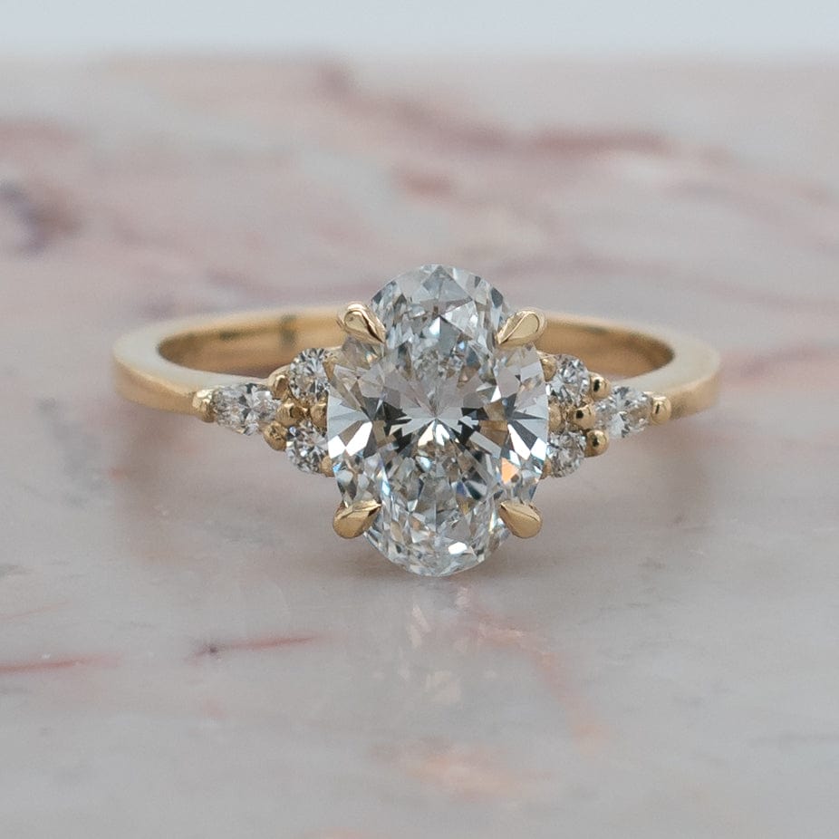 1.51 Carats Oval Shape Moissanite Cluster Engagement Ring