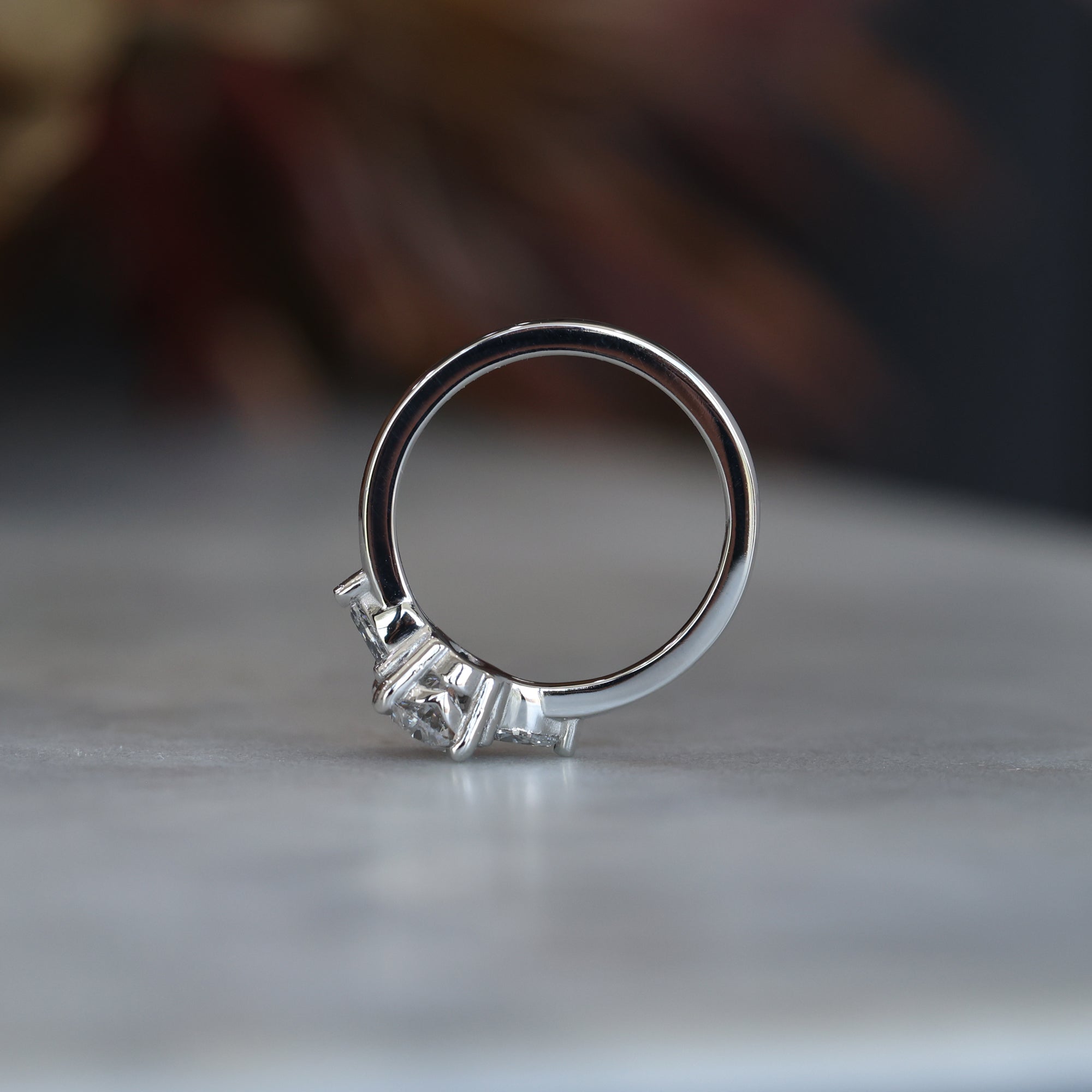 0.89 Carats Oval Shape Moissanite Three Stone Engagement Ring