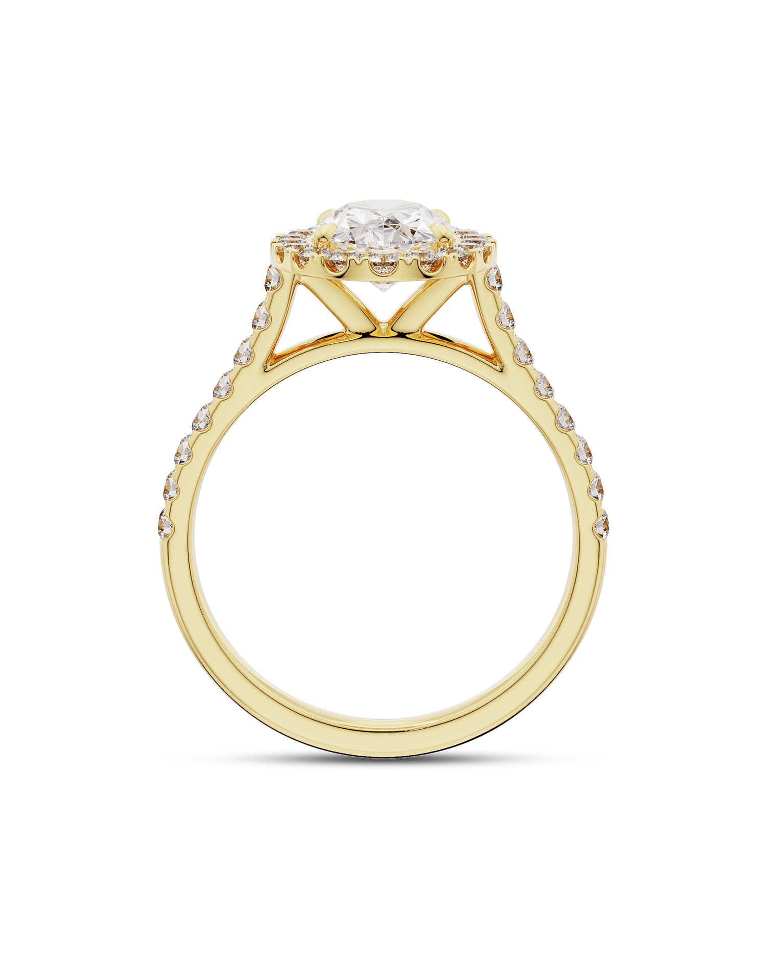 1.30 Carats Pear Shape Moissanite Halo & Pave Engagement Ring